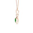 thumbnail image 2 of ANGARA Natural Pear-Shaped Emerald and pave Diamond Halo Pendant in 14K Rose Gold for Women (Size-6x4mm) | May Birthstone, Birthday, Anniversary, Jewelry Gift for Women | Natural Emerald Necklace, 2 of 7
