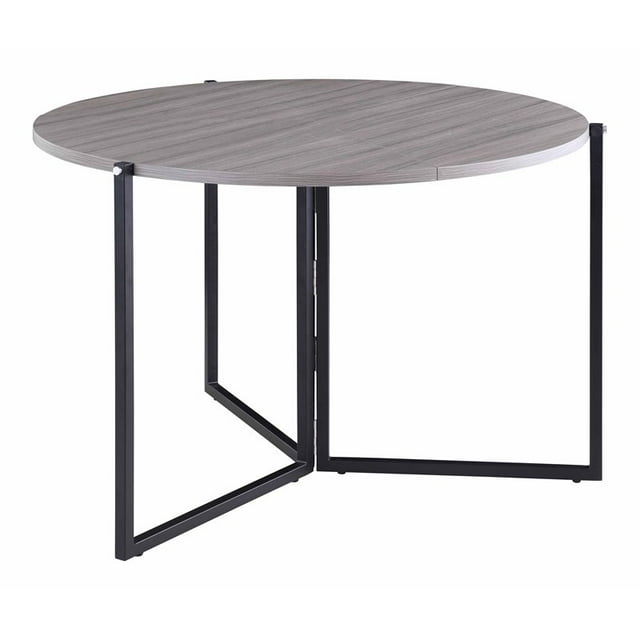 Milan 43.3" Table à Manger Pliante Ronde en Bois Gris Mat/noir