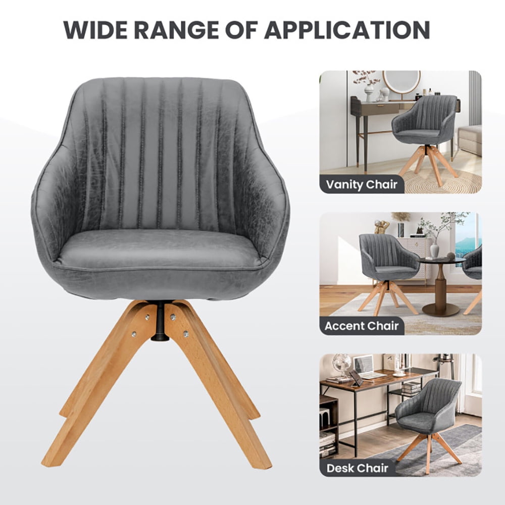 Finihen Accent Chair, Set of 2 Swivel Accent Chair, Modern Leathaire Set of 2 Swivel Accent Chair with Beech Wood Legs, for Living Room, Bedroom, Gray Finihen Accent Chair, Set of 2 Swivel Accent Chair, Modern Leathaire Set of 2 Swivel Accent Chair with Beech Wood Legs, for Living Room, Bedroom, Gray