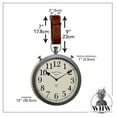 thumbnail image 3 of Old English Wall Clock, Silver Analog Time Piece, Faux Leather Strap and Buckle, Decorative Start, Reset and Stop Buttons, Glass Face, 12 Inch Diameter, 1 AA Battery Required, Vintage Style, 3 of 5