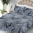 thumbnail image 3 of Ambesonne Tropical Fitted & Flat Sheet with Shams 4 Pcs Set, Exotic Foliage Stripes, King, Pale Sky Blue and Soft Pink, 3 of 5