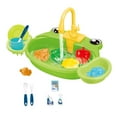 thumbnail image 3 of Fregadero de Cocina de Juguete para Niños, Accesorios de Juguete con Juego para Correr, Agua, Comida, Fregadero para Niños, Juego de Lavavajillas para rana verde, 3 of 8