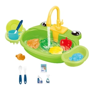 Mmirethe Jouer à des jouets de cuisine Système de circulation d'eau Pour une expérience réaliste Jouets d'évier de cuisine Caricature