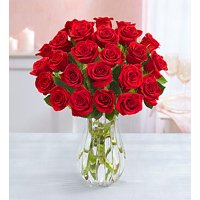 1-800-Flowers: Fresh Flowers - Two Dozen Red Roses with Clear Vase