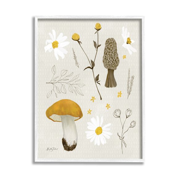 Stupell Industries Autumn Foliage Assortment Wild Mushrooms Flowers Plants,24 x 30, Design by Kelley Talent