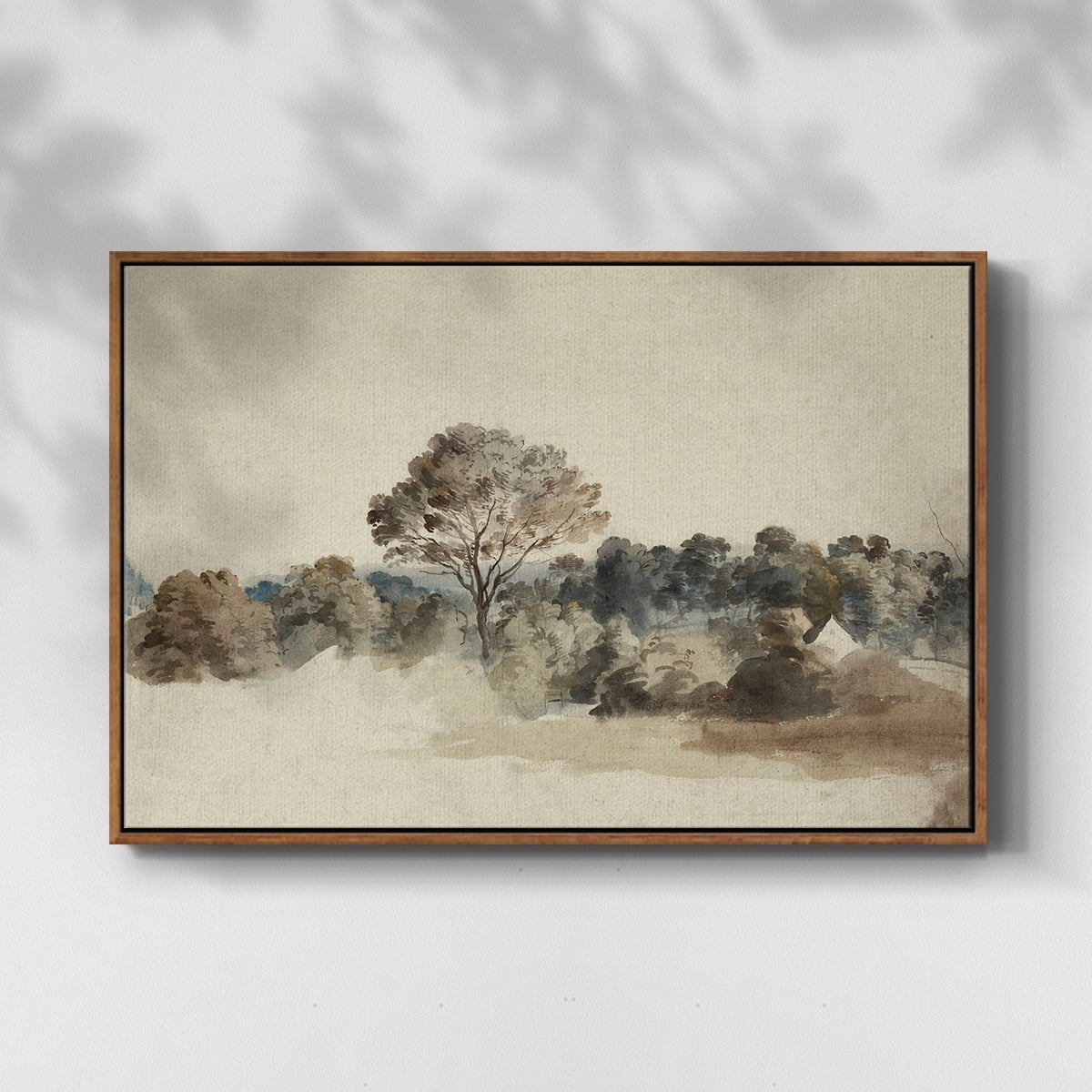 Vintage Landscape-MVI By Wexford Home Framed in Walnut Wood Gallery Wrapped Canvas 25 in. x 37 in.