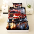 thumbnail image 3 of Erosebridal Boys Fire Engine Twin Sheet Sets, Truck Car Bedding, Black Red, 1 Flat Sheet, 1 Fitted Sheet and 1 Pillowcase, 3 of 5