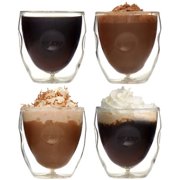 Moderna Artisan Series Double Wall 2 oz Beverage & Espresso Shot Glasses Set of 4 Drinking Glasses by OZERI
