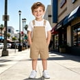 thumbnail image 6 of Rggeeun Girl Child Hiking Pants Solid Color Suspender Pants Wide Leg Relaxed Fit Side Pockets Above Knee Lightweight For Evening Party Stylish Trousers,Beige,8-9 Years, 6 of 9