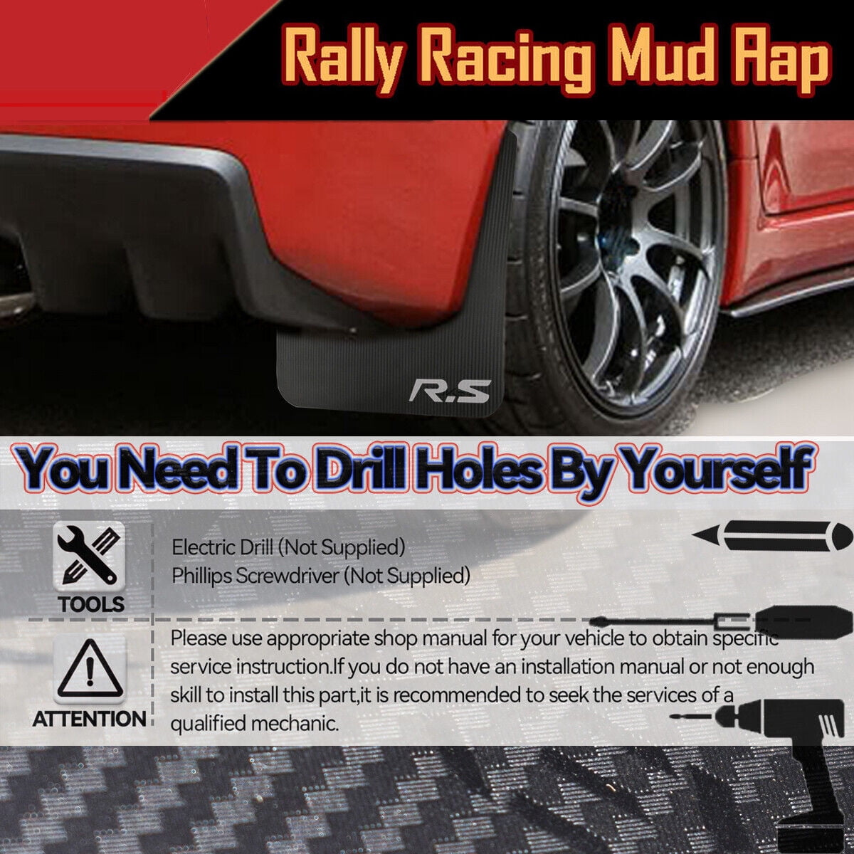 4X Carbon Fiber Universal Mud Flaps Splash Guards Mudguards for Car Pickup SUV Van Truck