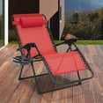 thumbnail image 2 of Sun-Ray Oversized Patio Chair with Leg Stabilizers and Big Cupholder, Adjustable Zero Gravity Folding Reclining Outdoor Chair with Pillow, Ruby Red, 2 of 21