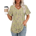 thumbnail image 2 of Summer Fashion Tops for Womens 2025 Plus Size V- Neck Printed Casual Pullover With Short Sleeves, 2 of 5
