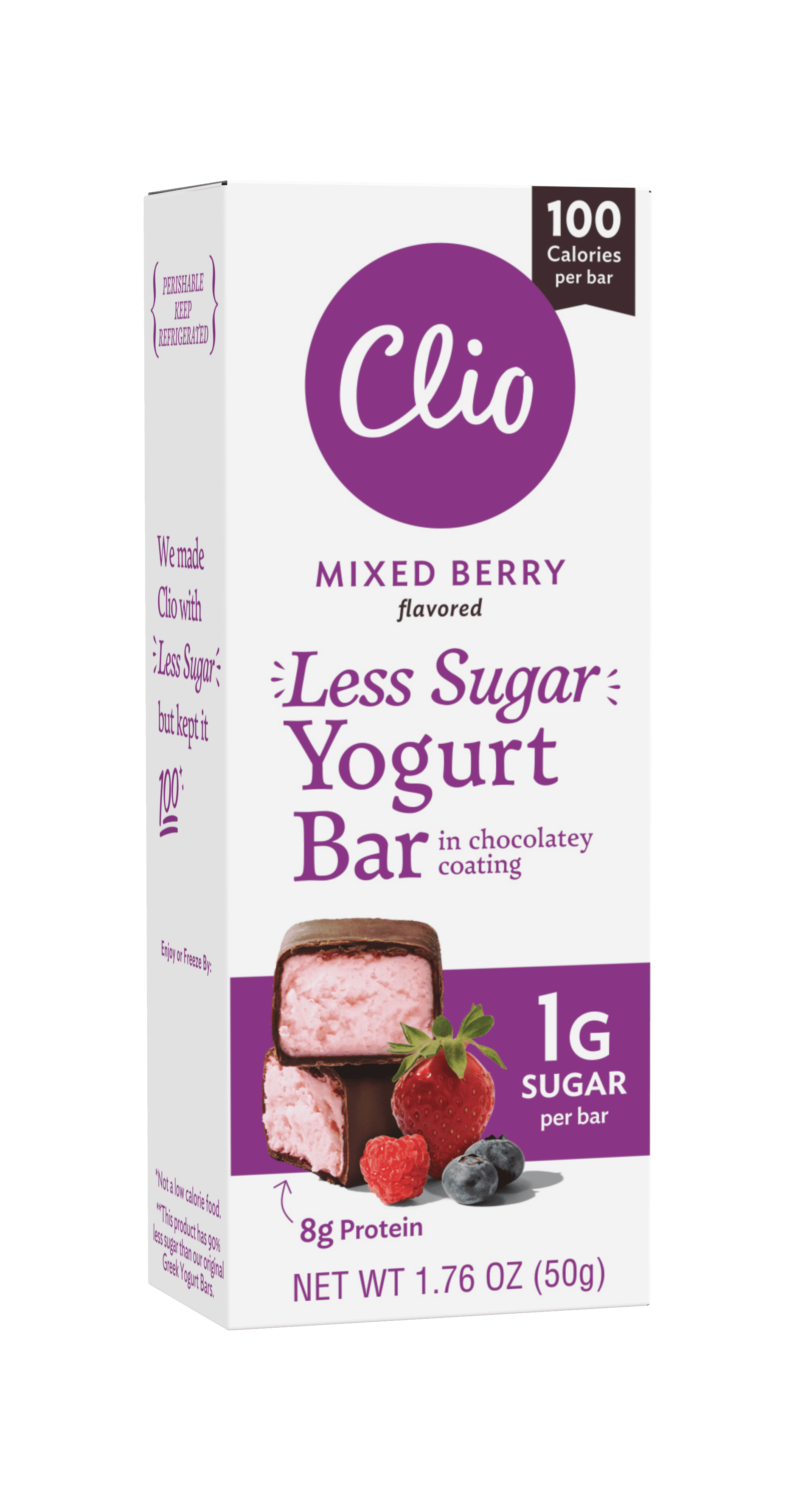 Clio Less Sugar Mixed Berry Greek Yogurt Bar, 1.76 oz, 1 Ct