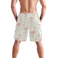 thumbnail image 3 of Dailycode Men's Quick Dry Swim Trunks Beach Shorts Casual Summer Board Shorts with Pockets, Flamingo with Polka Dots, 3 of 8