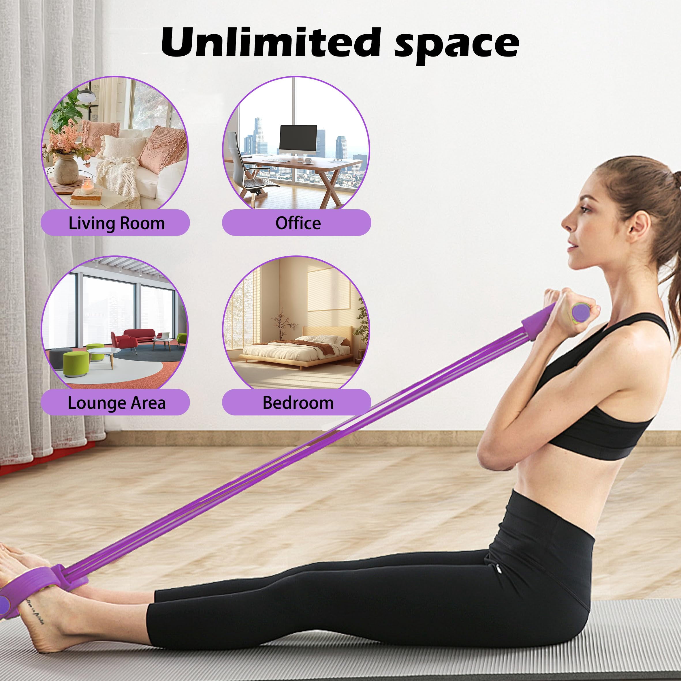 Pedal Resistance Bands with Handles, Multi-Function Tension Rope Band & Pedal Puller Resistance Band for Abdomen/Waist/Arm/Leg Stretching Slimming Training