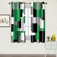 thumbnail image 3 of Abstract Geometric Curtains for Bedroom Modern Green Black Blackout Curtains Insulated Room Darkening Window Drapes for Living Room 2 Panels-52"W x 72"L (Pack of 2), 3 of 7