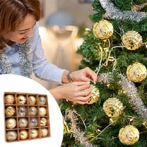 Christmas Tree Decorations, 2025 Blue and Gold Shatterproof Ornament Set 16pcs 2.36in Glitter Ball Set for Holiday Party Home Indoor Outdoor Christmas Tree Decor Gift Box