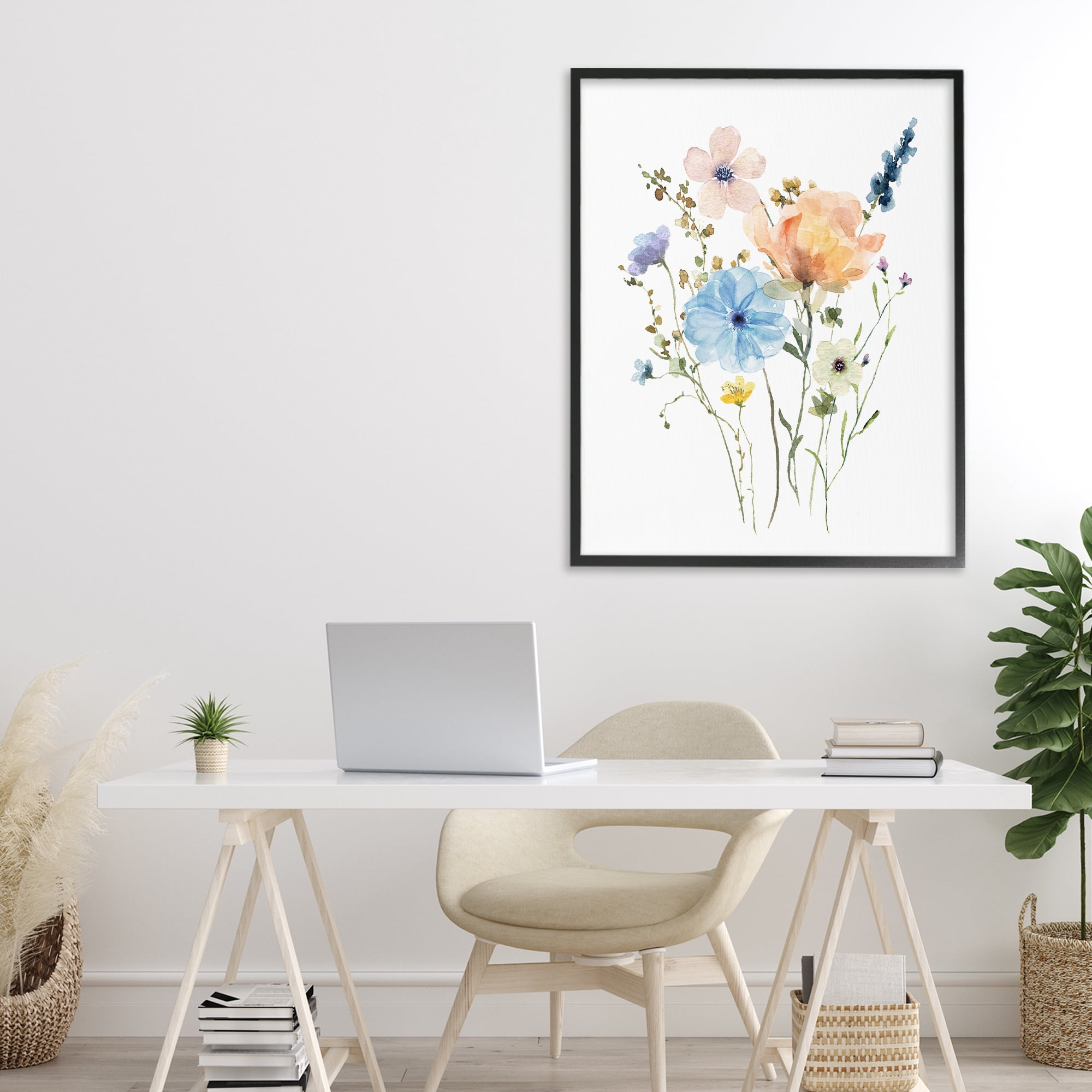 Stupell Industries Wildflower Sprig Bundle Black Framed Giclee Art, design by Livi Finn