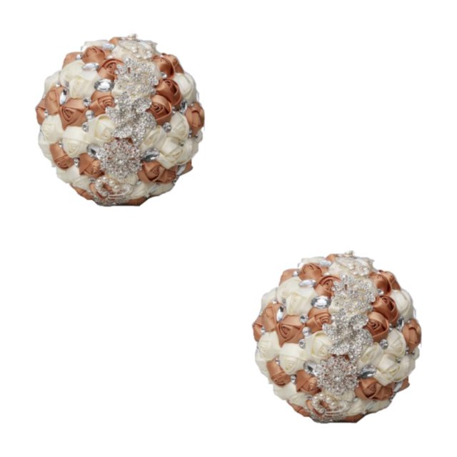 Baohd Wide Application Wedding Bouquets Elegant For All Occasions Low Maintenance khaki + Milky white 2Set