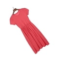 thumbnail image 4 of Sonducket Vestido de color sólido de manga corta con cuello plisado de Elenxs Gril conjuntos de ropa Melon rojo 140cm, 4 of 6