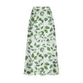 thumbnail image 4 of Mrat Midi Skirt with Pockets Women's Casual Retro Floral Skirts Linen Elastic Waist Pleated Maxi Skirt with Pockets Plus Size Skirts S-135 Green 4XL, 4 of 5