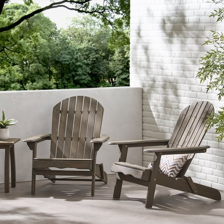 Morgan Folding Wood Adirondack Chair, Set of 2, Grey