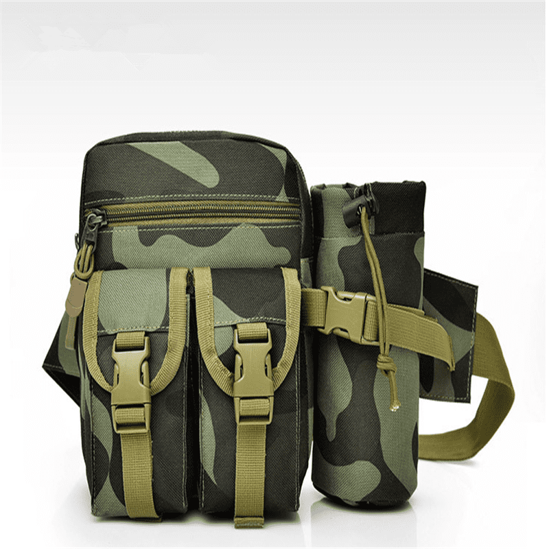 Canvas Mesh Water Bottle Holder Belt Carrier Pouch Hiking Camping Molle Bag
