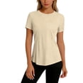 thumbnail image 3 of Uootdi T Shirts for Women Short Sleeve Solid Running Tops Daily Active Style Quick Dry Breathable Fitted Shirts Gift, 3 of 7