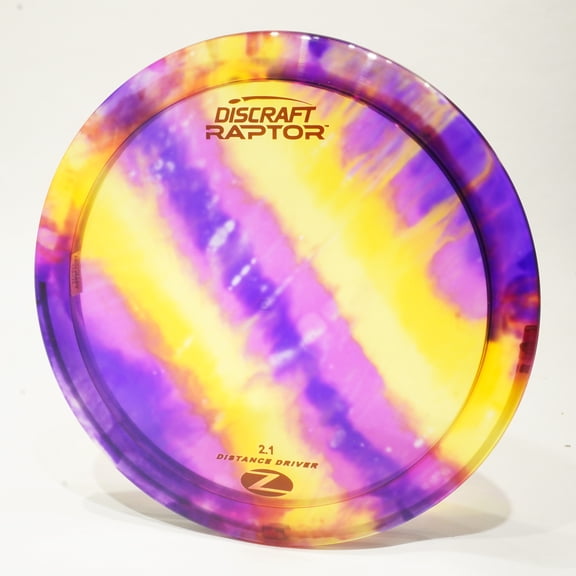 Discraft Fly Dye  Z Raptor Disc Golf Fairway Driver, Colorful & Unique Tie-Dye Designs, Pick Your Disc 173-174g Purple/Yellow Blend