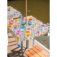 thumbnail image 2 of Outdoor Table Cloth with Umbrella Hole and Zipper, Colorful Spring Floral Waterproof Square Tablecloth 54"x54", Summer Watercolor Botanical Washable Table Cover for Outside Party Patio Picnic, 2 of 8