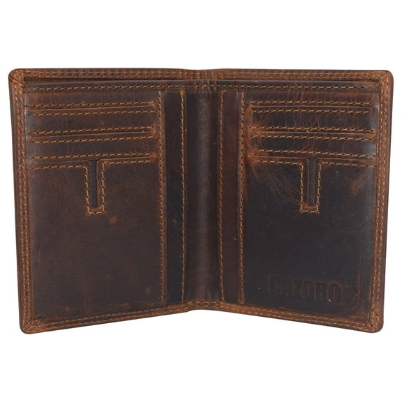 Vintage Leather Mens Slim Bifold Wallet RFID Blocking Credit Card Holder Wallets for Men