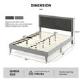 thumbnail image 3 of Costway Queen Size Bed Frame Upholstered Platform Velvet Headboard Wooden Slats Gray, 3 of 10