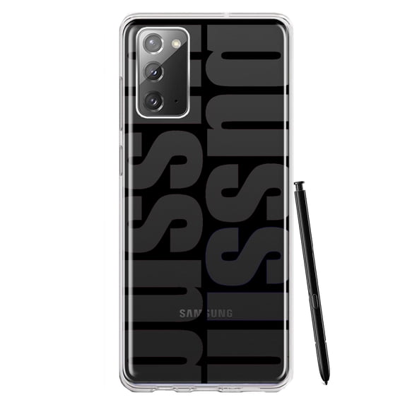 MUNDAZE Samsung Galaxy Note 20 Shockproof Clear Hybrid Protective Phone Case Black Clear Funny Text Quote Bussin Cover