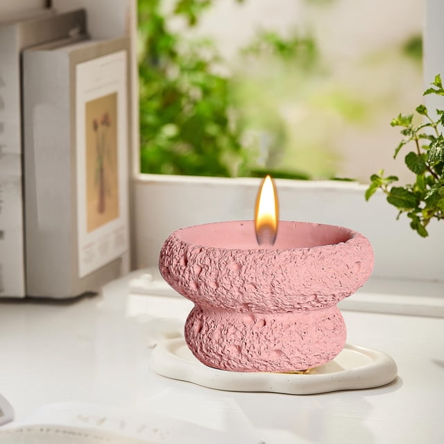 Concrete Meteorite Candle Container Flameless Crystal Essential Oil Diffuser & Modern Tabletop Decorative Accent