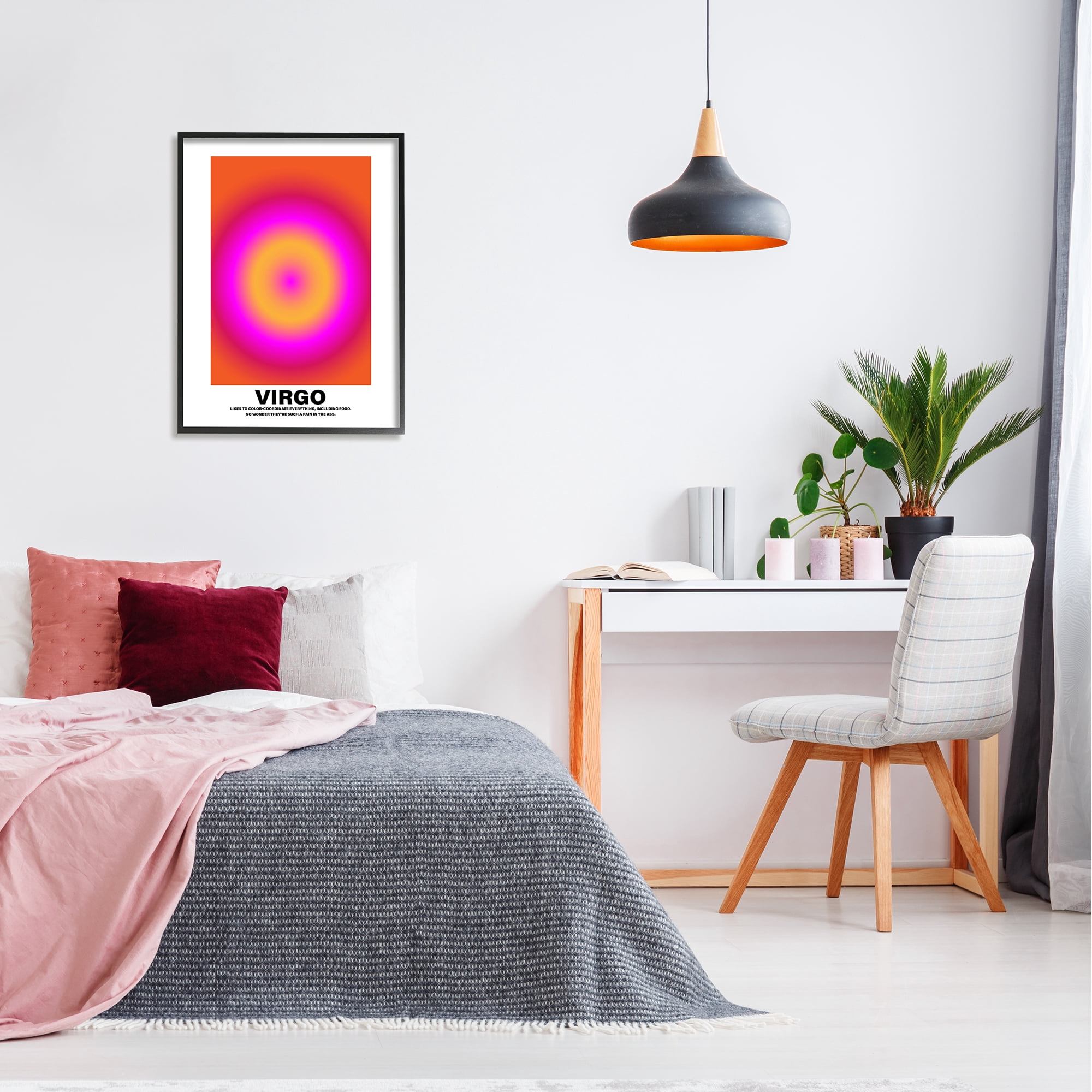 Stupell Industries Funny Virgo Astrology Abstract Painting Black Framed Art Print Wall Art, 24 x 30