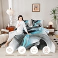 thumbnail image 4 of Manfei Blue Black and Gray Full Size Comforter Sets, Modern Abstract Artwork, Black Reversible 3 Pieces, 1 Comforter and 2 Pillowcases, 4 of 6