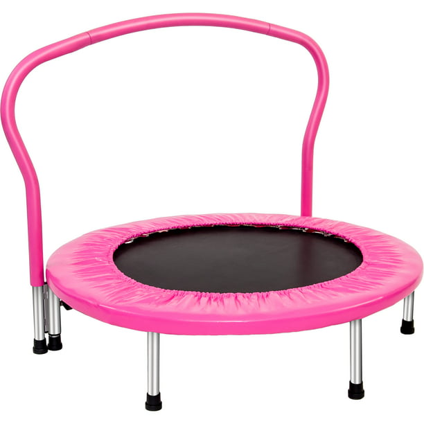 Tikes Trampoline, Kids Trampoline Safety Padded Cover, Indoor Folding Mini Trampoline with Foam Padded Handle, Portable Durable Trampoline for Kid Exercise & Play , Pink, S6174 - Walmart.com