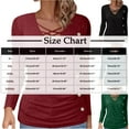 thumbnail image 4 of Women's V Neck Button Down Long Sleeve Tops Shirts Blouses Solid Color Casual Loose Fit Tunic for Work Office Business Casual Daily Wear Fashion Essential Gift for Women | HAODEJW,Wine XL, 4 of 9