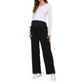 thumbnail image 2 of INSPIRE CHIC Womens Maternity Pants Ribbed Knit Palazzo Over the Belly Work Lounge Wide Leg Pregnancy Trousers S Black, 2 of 6
