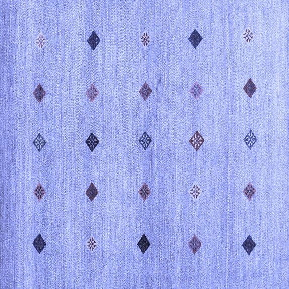 Ahgly Company Machine Washable Indoor Square Abstract Blue Contemporary Area Rugs, 8' Square