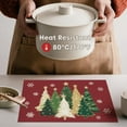 thumbnail image 3 of mubwai Red Xmas Trees Vinyl Christmas Placemats Set of 6, 12x18 Inch Washable Plastic Non-Slip Woven Winter Table Mats for Party Kitchen Dining Decor, 3 of 7