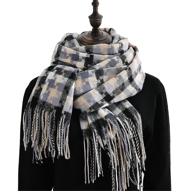 Bufanda de otoño invierno para mujer, bufanda clásica Sugezi, bufanda cálida a cuadros