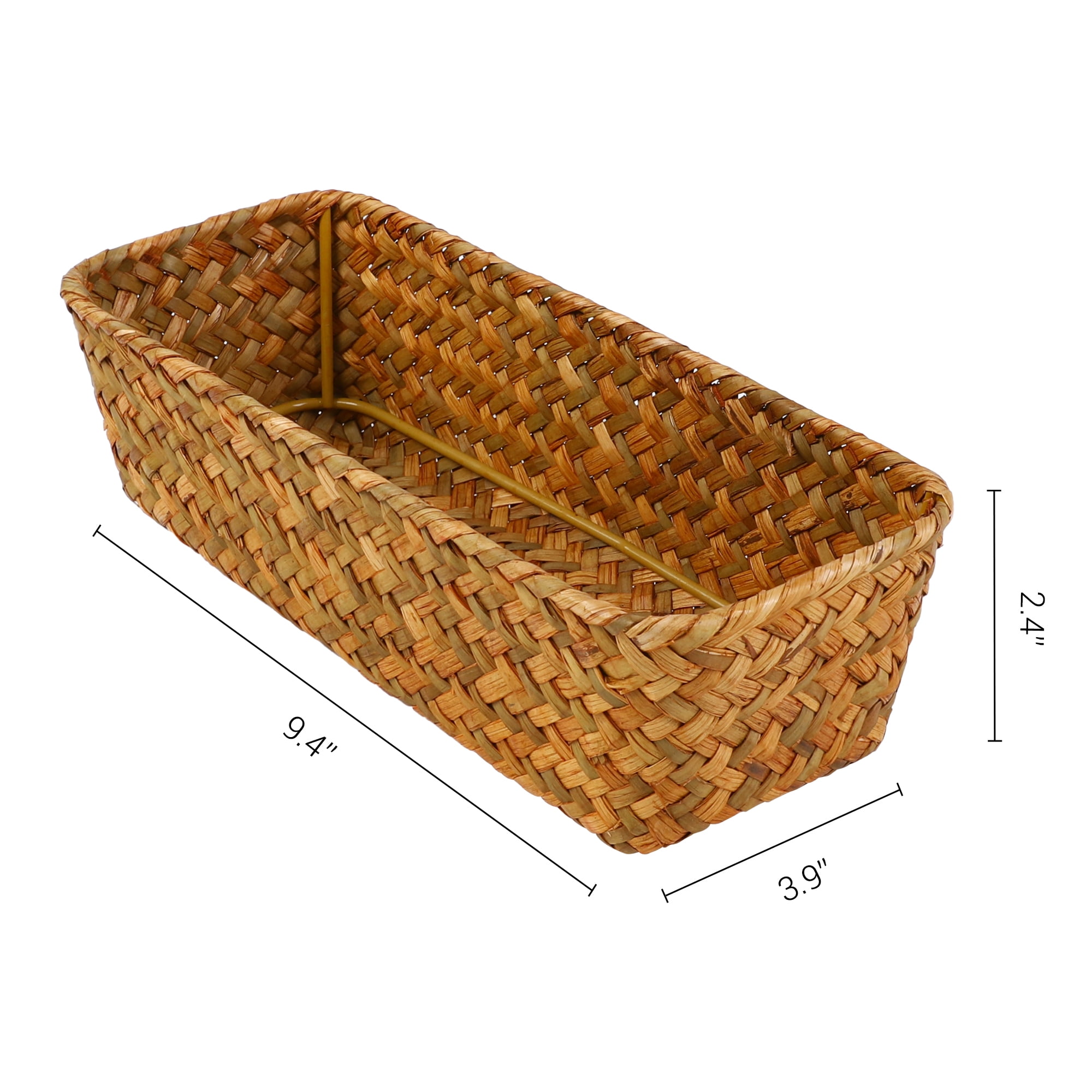 Unique Bargains 1 Pack Wicker Basket for Organizing Storage Cube Brown 9.4*3.9*2.4in