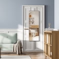 thumbnail image 3 of Gymax Wall Mounted Jewelry Armoire with Full-Length Mirror and 3-Color Lights, Brown, 3 of 10