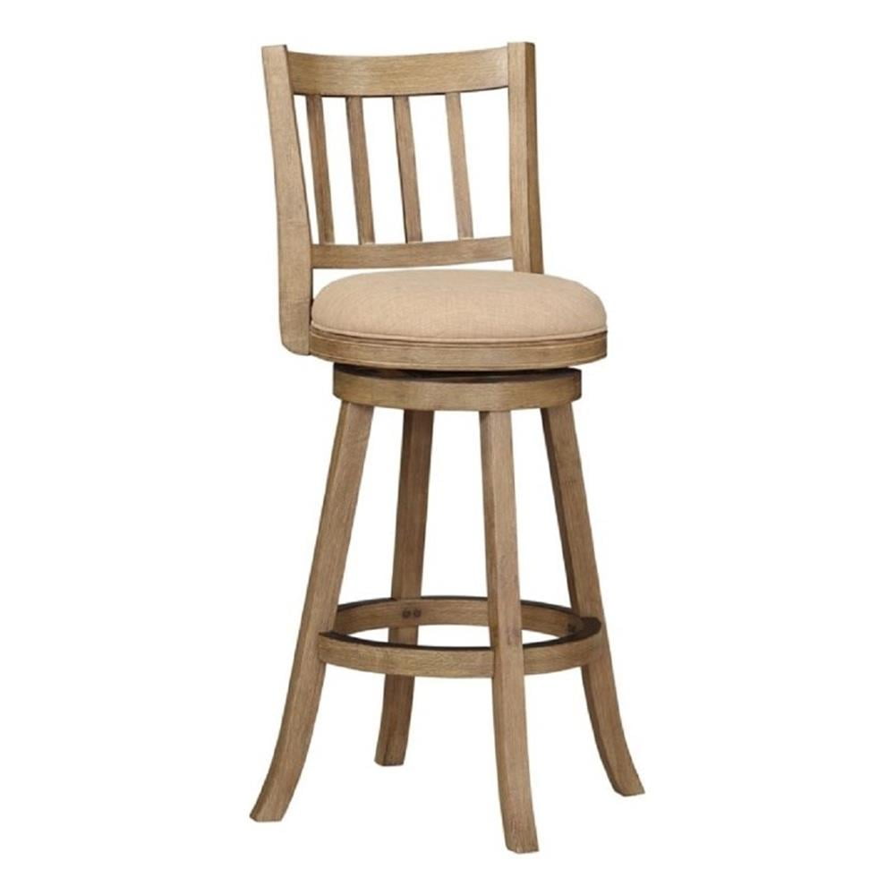 Bowery Hill 29" Traditional Wood Swivel Bar Stool in Natural/Oatmeal