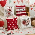 thumbnail image 5 of Housses de Coussin de la Saint-Valentin 18 x 18 Pouces Ensemble de 4, Pois Rouges Cœurs Blancs Rayés Amour Taies d'Oreiller Décoratives pour Décoration de Canapé Maison, 5 of 5