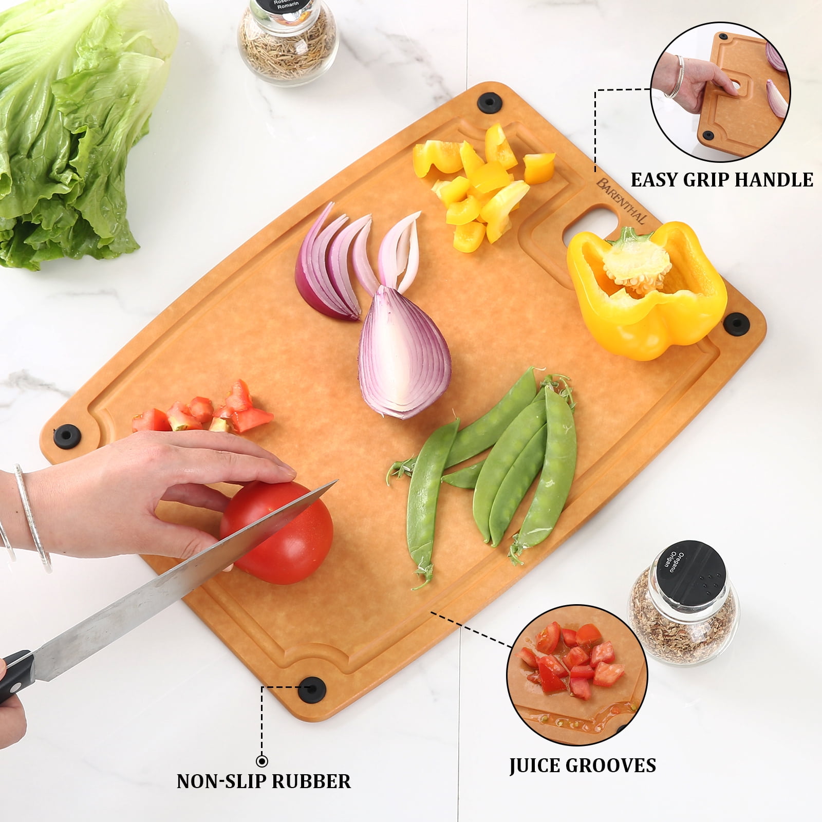 Pine Fiber Composite Reversible Cutting Board 2-Pack with Juice Groove, Medium & Large, Dishwasher Safe