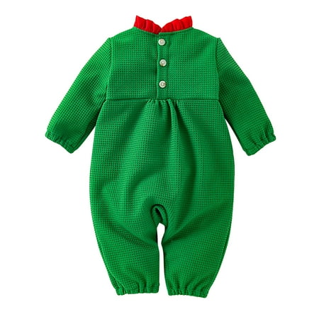 

Kwasome Baby Toddler Romper Girls Long Sleeve Round Neck Jumpsuit Butterflies Prints Christmas Outfits Fall Winter Sweet Simple Style Clothes Green 18-24 Months