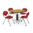 thumbnail image 3 of OFM Core Collection Breakroom Bundle, 42" Square Metal Mesh Base Multi-purpose Table in Oak, 4 Rico Stacking Chairs in Red (PKG-BRK-024-0020), 3 of 5