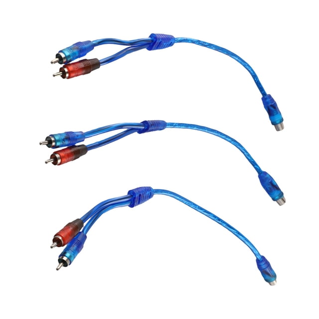 Car Audio Cable 1 Female To 2 Male RCA Adapter Wire Splitter Signal Connector 3pcs